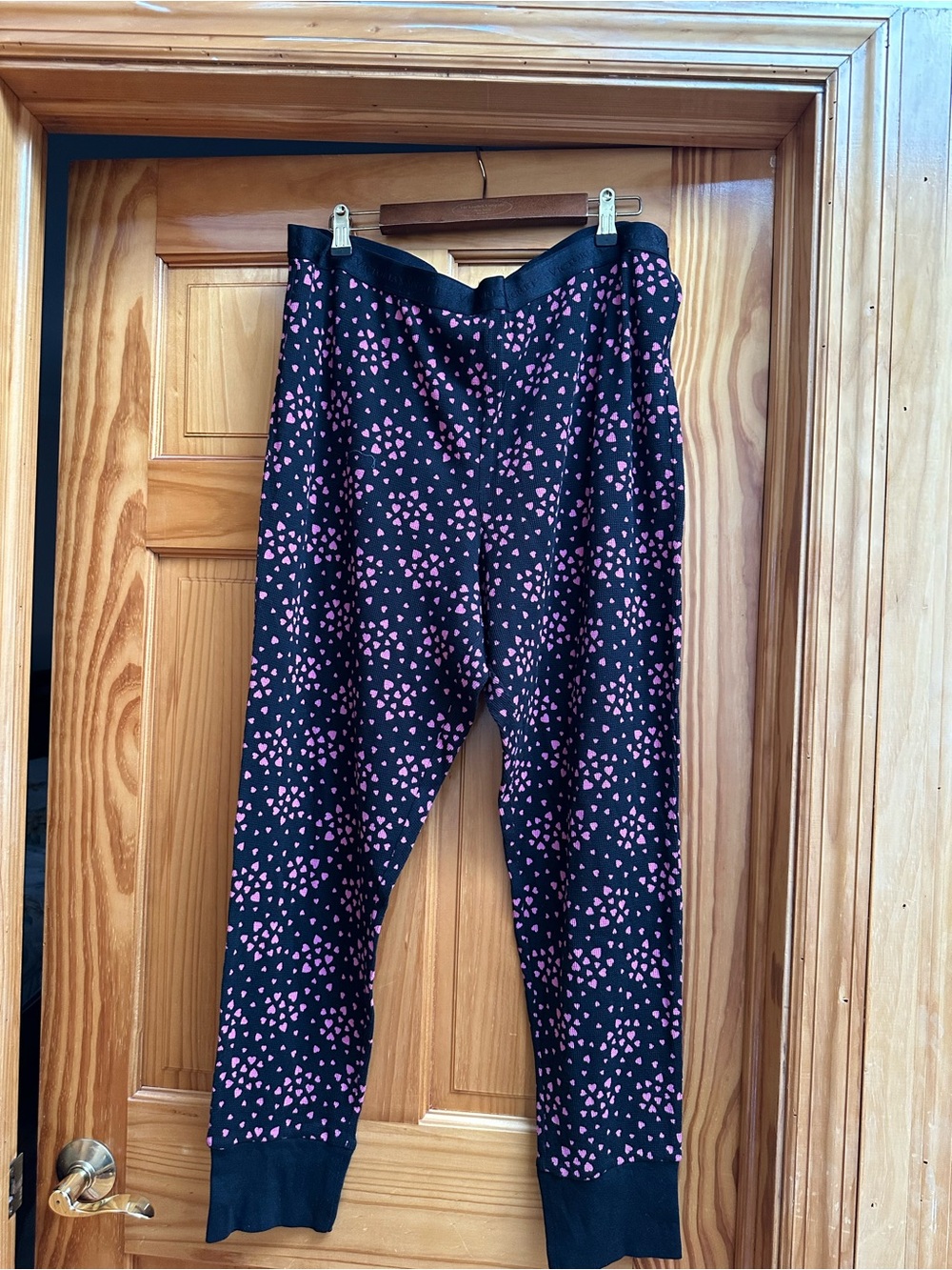 Victoria's Secret Black Sweatshirt with Pink Heart Pattern